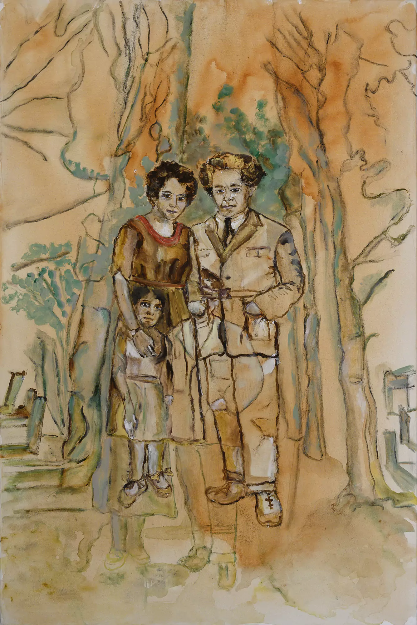 Lientje en Hijman Croiset | Carolina Croiset-Miller (1922) en Hijman Croiset, grootvader (1877) | Acryl op canvas, 80x120 cm | 2024 (Work in progress)